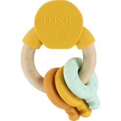Anneau d'activités en silicone et bois - mr. lion jaune