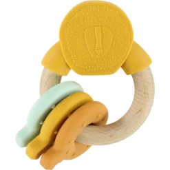 Anneau d'activités en silicone et bois - mr. lion jaune