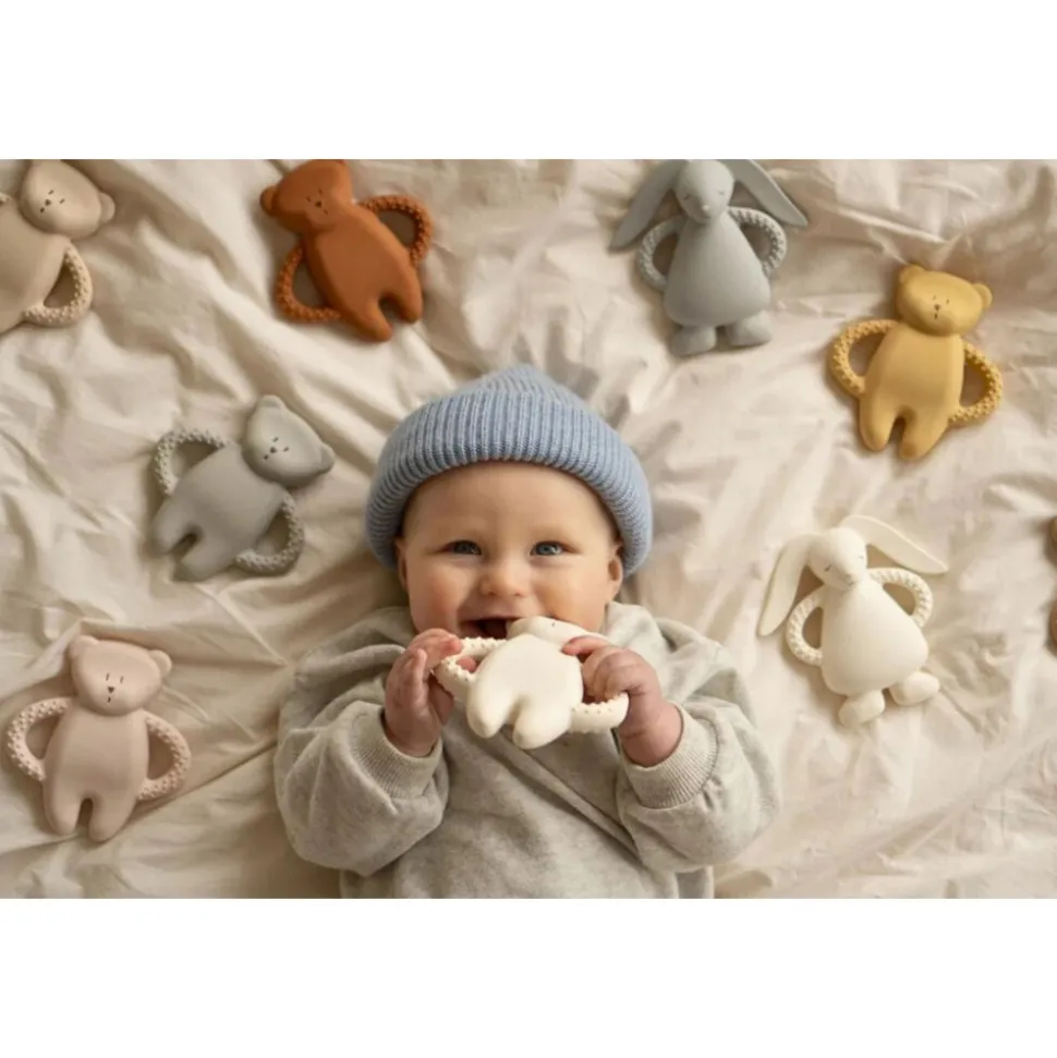 Anneau de dentition ourson en caoutchouc naturel sable