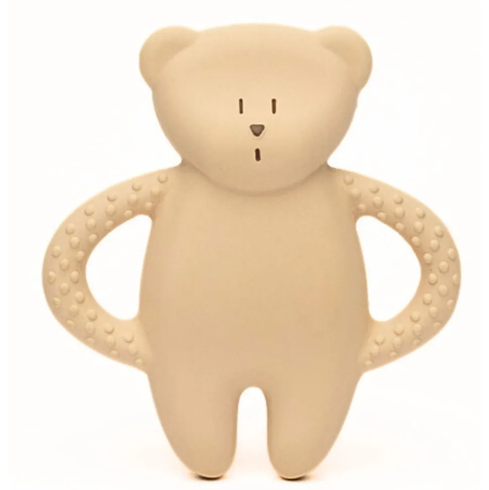 Anneau de dentition ourson en caoutchouc naturel sable