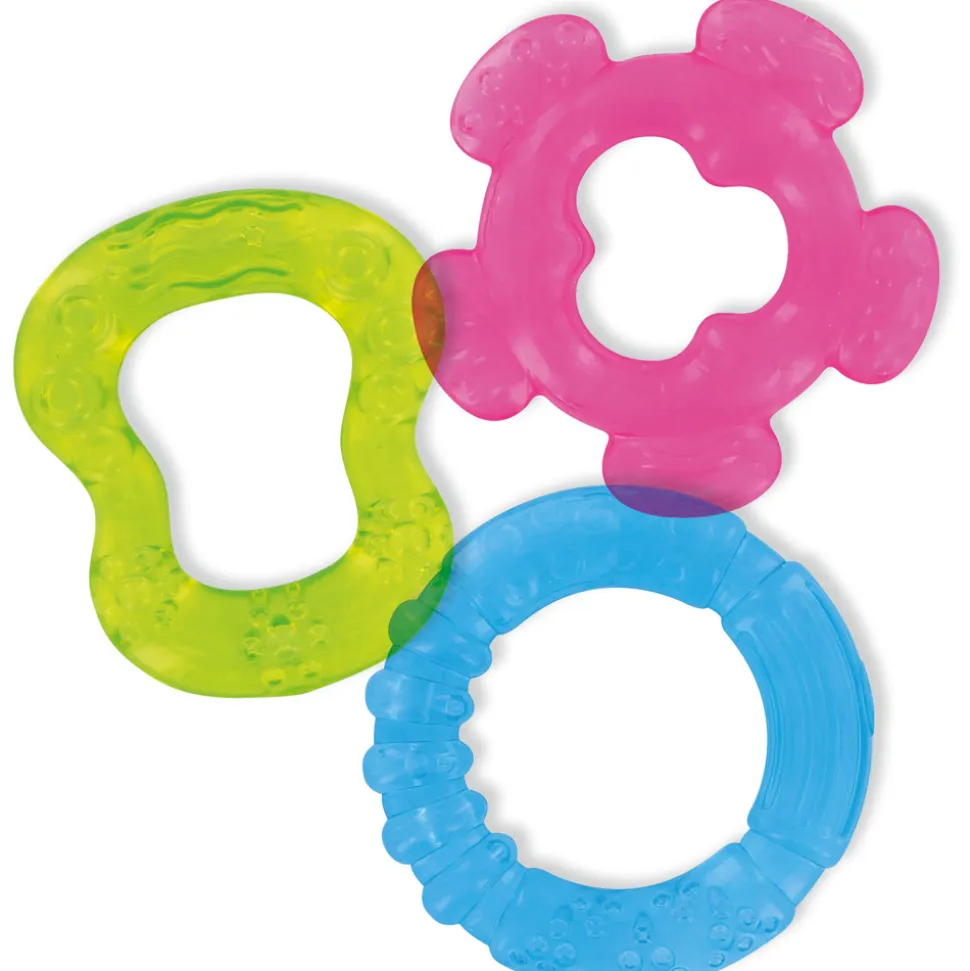 3 anneaux de dentition à rafraichir bleu vert et rose