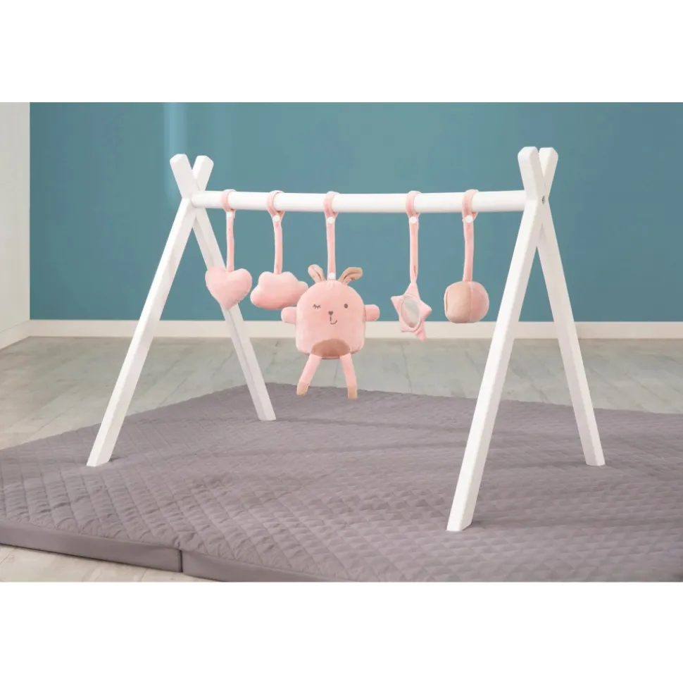 Arche d'éveil avec jouets suspendus rose