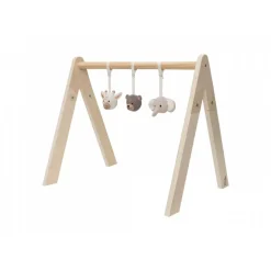 Arche d'éveil en bois avec 3 peluches animals