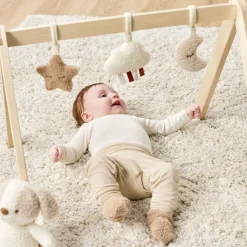 Arche en bois avec jouets à suspendre teddy bouclette