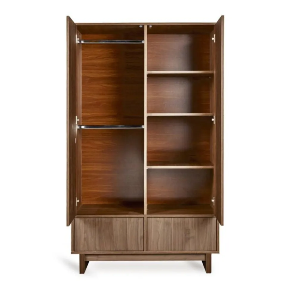 Armoire avec 2 portes battantes et 2 tiroirs kyo - walnut