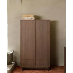 Armoire avec 2 portes battantes et 2 tiroirs kyo - walnut