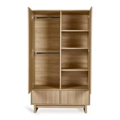 Armoire avec 2 portes battantes et 2 tiroirs kyo - honey ash
