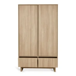 Armoire avec 2 portes battantes et 2 tiroirs kyo - honey ash