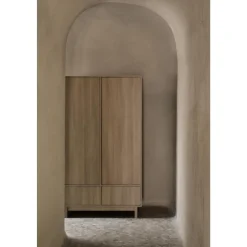 Armoire avec 2 portes battantes et 2 tiroirs kyo - honey ash