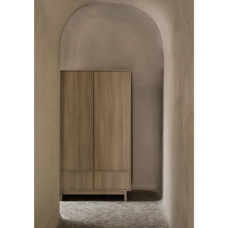 Armoire avec 2 portes battantes et 2 tiroirs kyo - honey ash