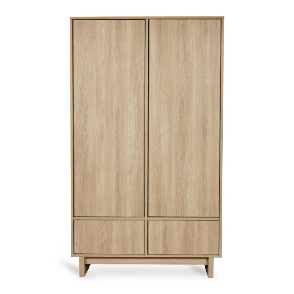 Armoire avec 2 portes battantes et 2 tiroirs kyo - honey ash