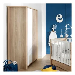 Armoire bébé 2 portes antonin version bois et blanc