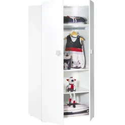 Armoire chambre bébé 2 portes boutons étoile gris