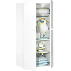Armoire chambre bébé 2 portes boutons boule blanc