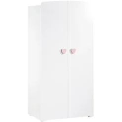 Armoire chambre bébé 2 portes boutons coeur rose