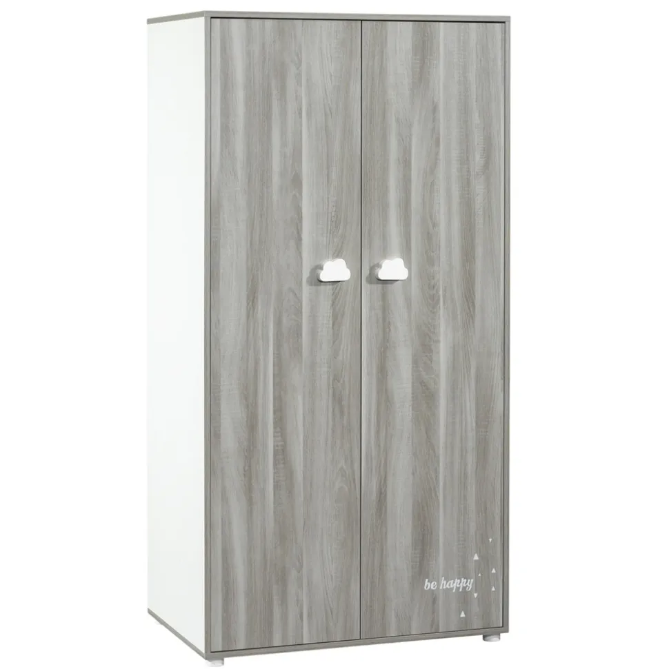 Armoire chambre bébé 2 porte smile chêne silex