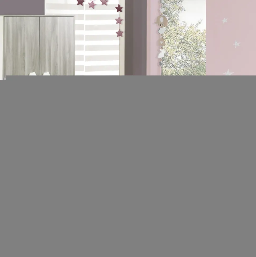 Armoire chambre bébé 2 porte smile chêne silex