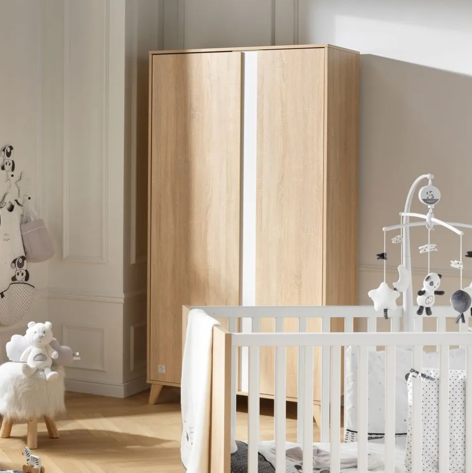 Armoire chambre bébé 2 portes nova blanc lin