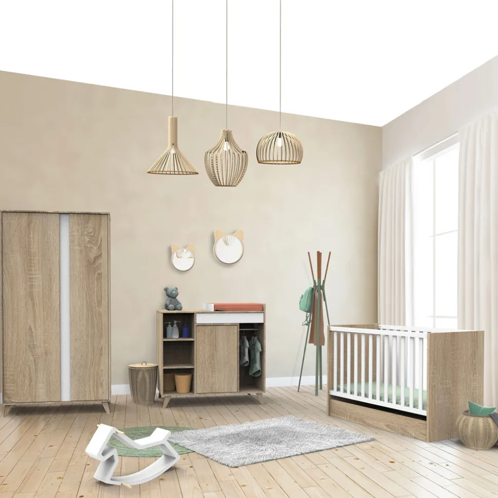 Armoire chambre bébé 2 portes nova blanc lin