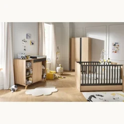 Armoire chambre bébé 2 portes nova gris volcan
