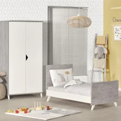 Armoire chambre bébé 2 portes scandi gris