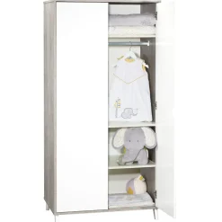Armoire chambre bébé 2 portes scandi gris