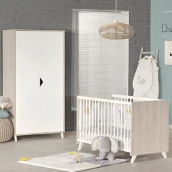 Armoire chambre bébé 2 portes scandi naturel
