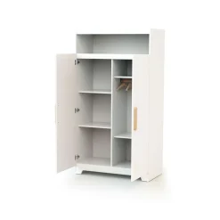 Armoire gavroche blanc et hêtre verni