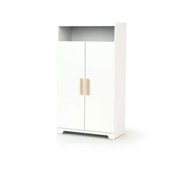 Armoire gavroche blanc et hêtre verni