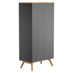 Armoire graphite et bois 2 portes nature