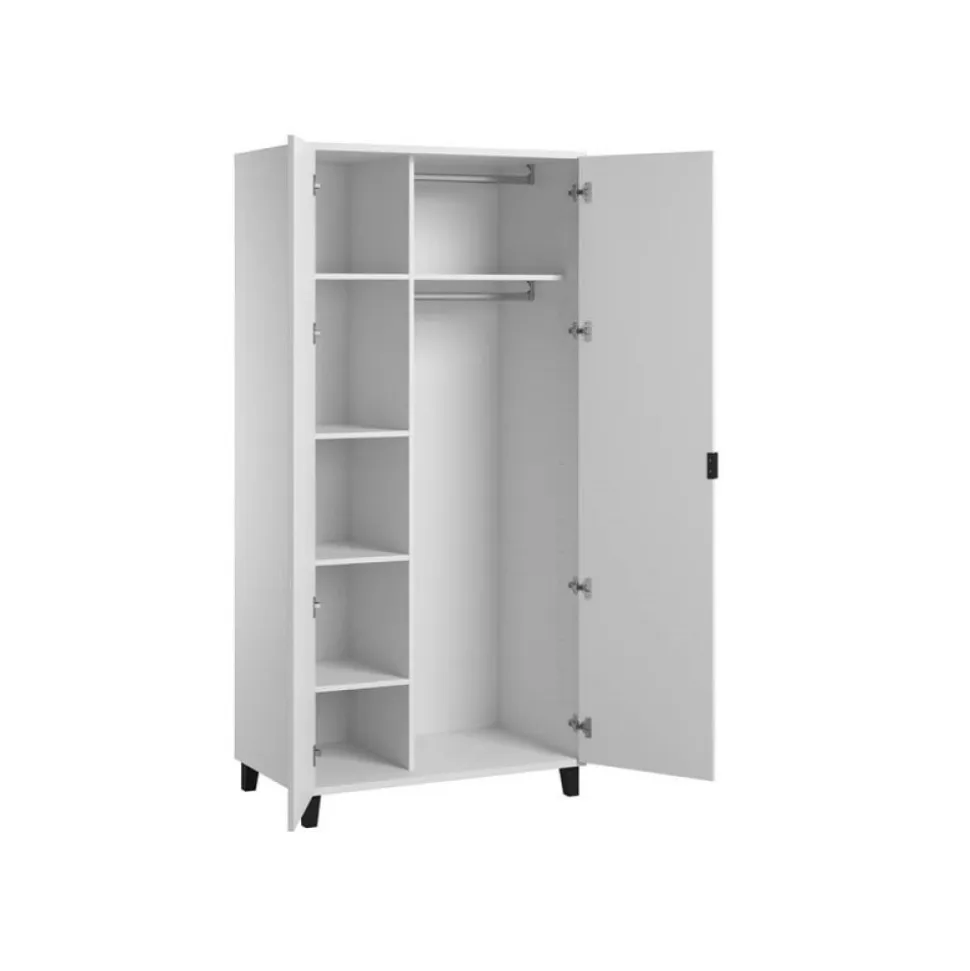 Armoire 2 portes blanc/noir simple