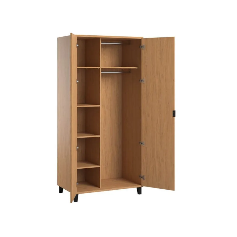 Armoire 2 portes bois/noir simple