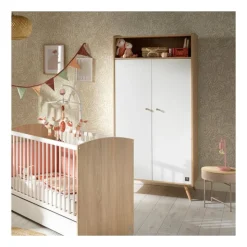 Armoire 2 portes et 1 niche access bois blanc