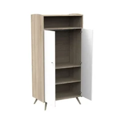 Armoire 2 portes et 1 niche access bois blanc