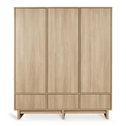 Armoire xl avec 3 portes et 3 tiroirs kyo - honey ash