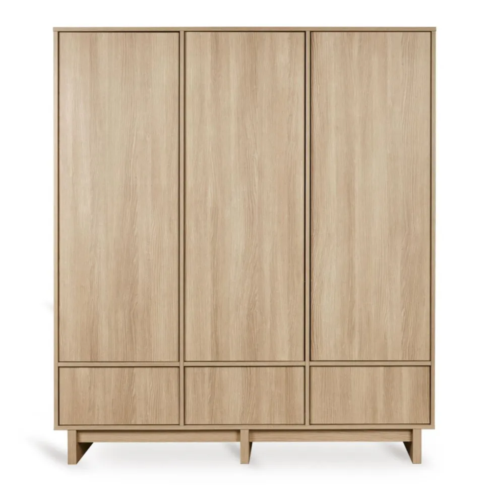 Armoire xl avec 3 portes et 3 tiroirs kyo - honey ash