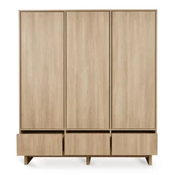 Armoire xl avec 3 portes et 3 tiroirs kyo - honey ash