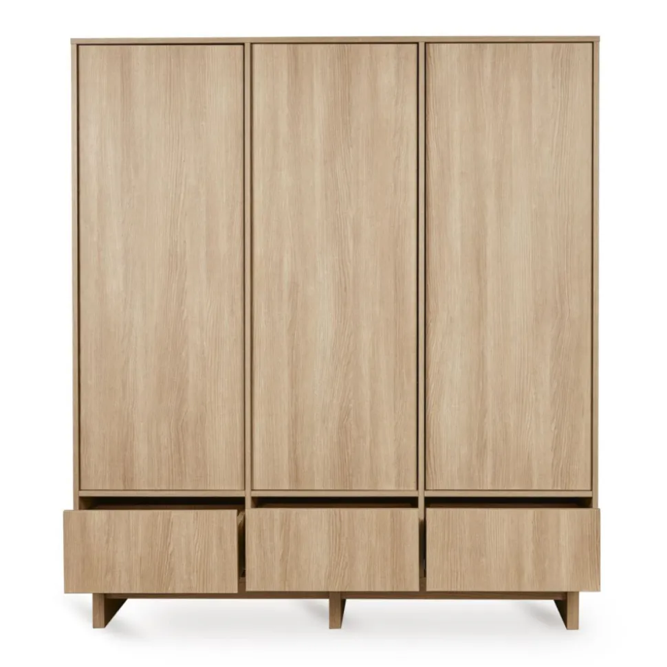 Armoire xl avec 3 portes et 3 tiroirs kyo - honey ash