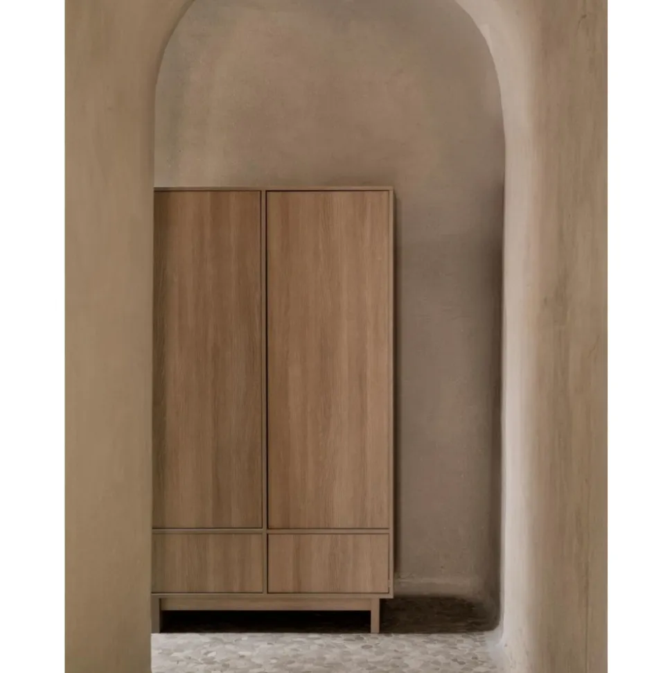Armoire xl avec 3 portes et 3 tiroirs kyo - honey ash