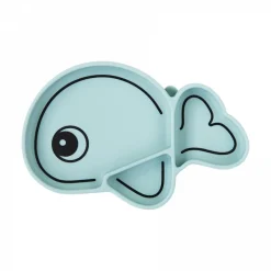 Assiette antidérapante en silicone wally bleu