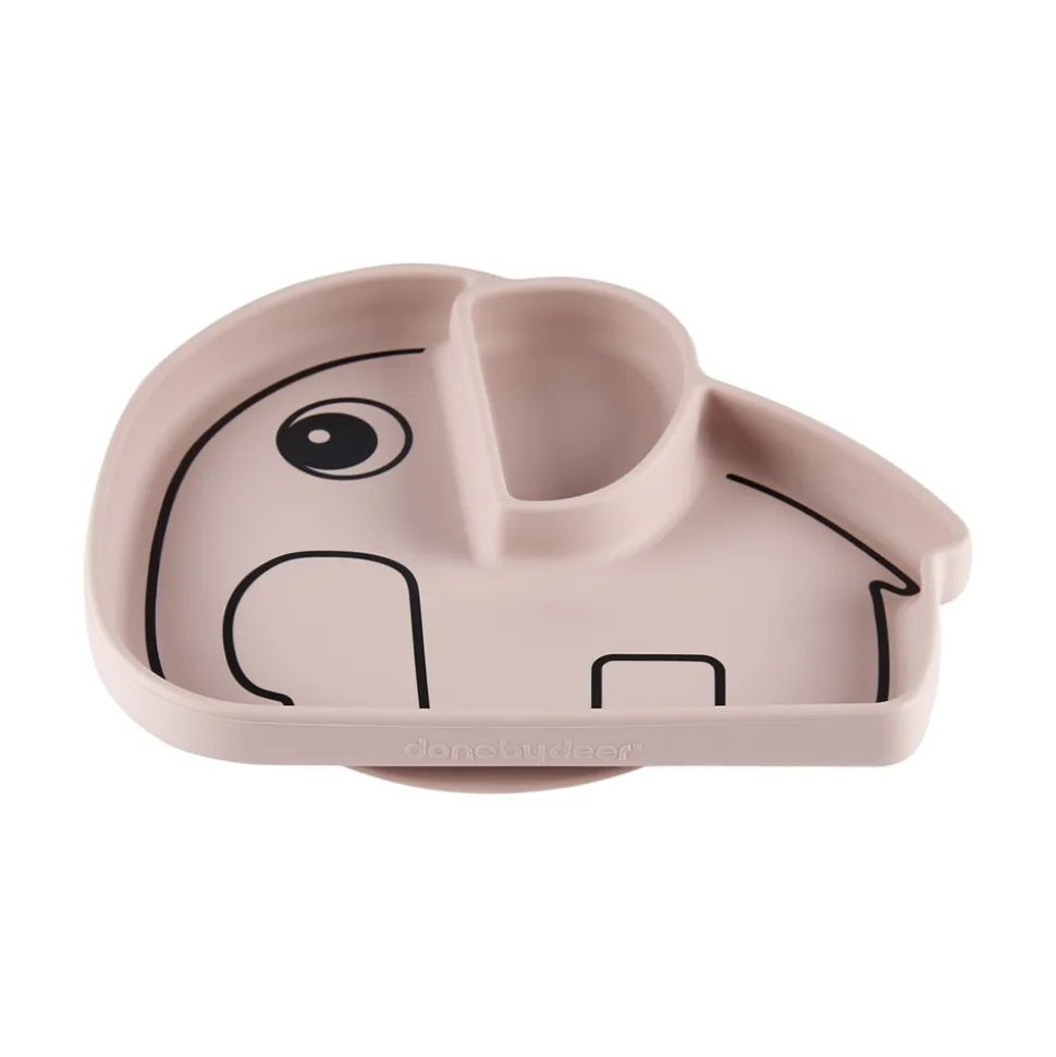 Assiette antidérapante en silicone elphee rose poudré