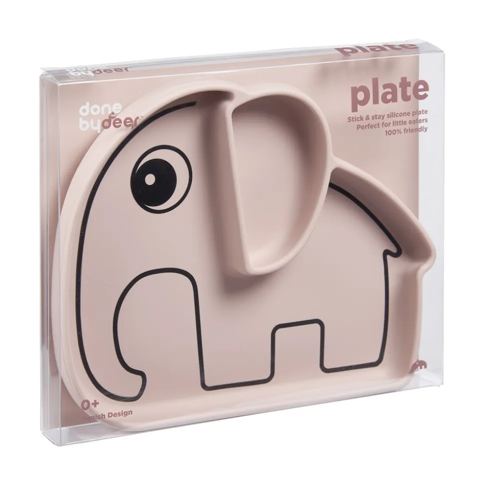 Assiette antidérapante en silicone elphee rose poudré