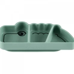 Assiette antidérapante en silicone croco green