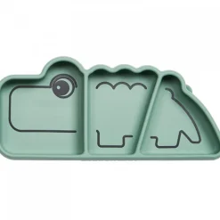 Assiette antidérapante en silicone croco green