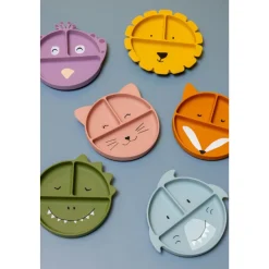 Assiette avec ventouse en silicone et compartiments - mrs. peacock