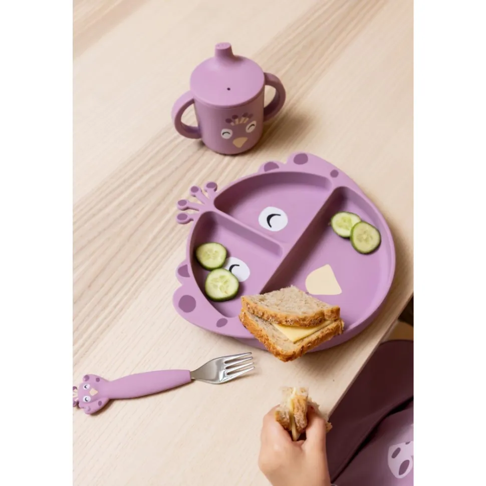 Assiette avec ventouse en silicone et compartiments - mrs. peacock