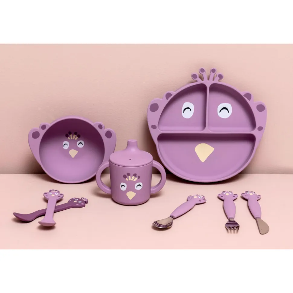 Assiette avec ventouse en silicone et compartiments - mrs. peacock