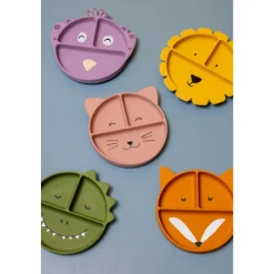 Assiette avec ventouse en silicone et compartiments - mrs. peacock