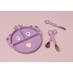 Assiette avec ventouse en silicone et compartiments - mrs. peacock