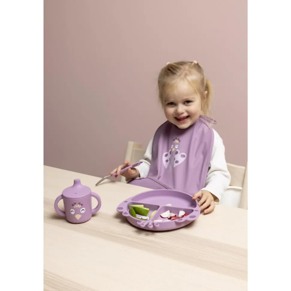 Assiette avec ventouse en silicone et compartiments - mrs. peacock